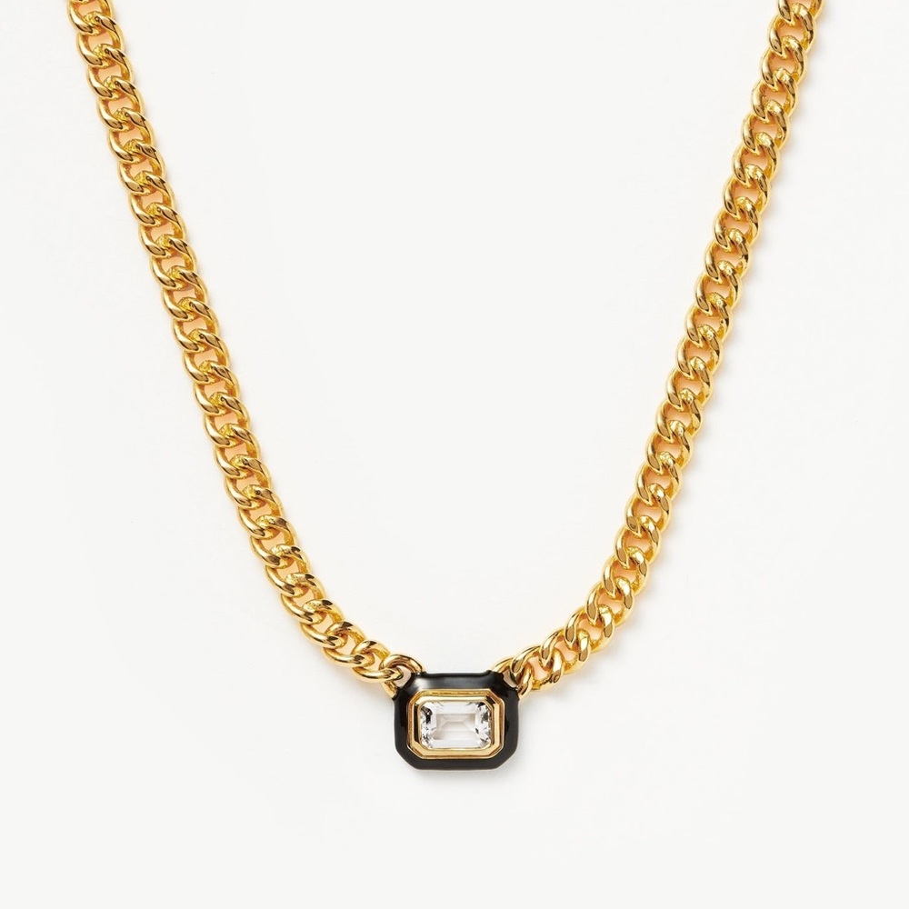 Missoma Enamel & Stone Floating Pendant Chain Necklace